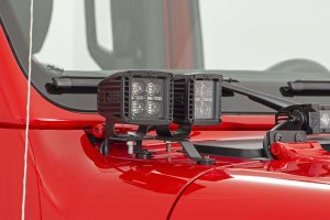 Jeep Wrangler LED Light Kit - Cowl Mount - Rough Country - Quad, 2 Jeep Wrangler LED Light Kit - Cowl Mount - Rough Country - Quad, 2
